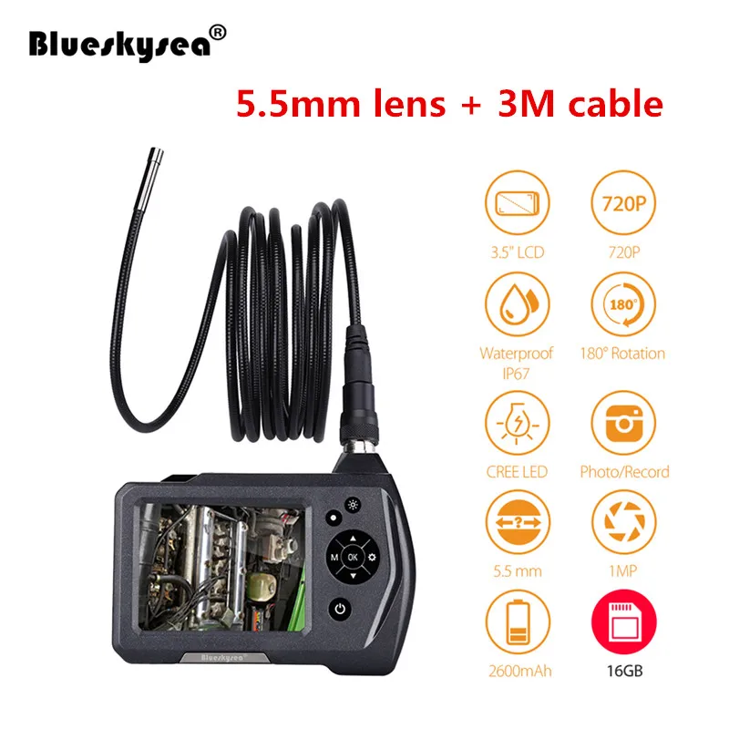 5.5mm borescope Camera New NTS150 3.5" color LCD Display Monitor Inspection Endoscope 6 LEDS Borescope 3Meters Snake Tube Camera
5.5mm borescope Camera New NTS150 3.5" color LCD Display Monitor Inspection Endoscope 6 LEDS Borescope 3Meters Snake Tube Camera