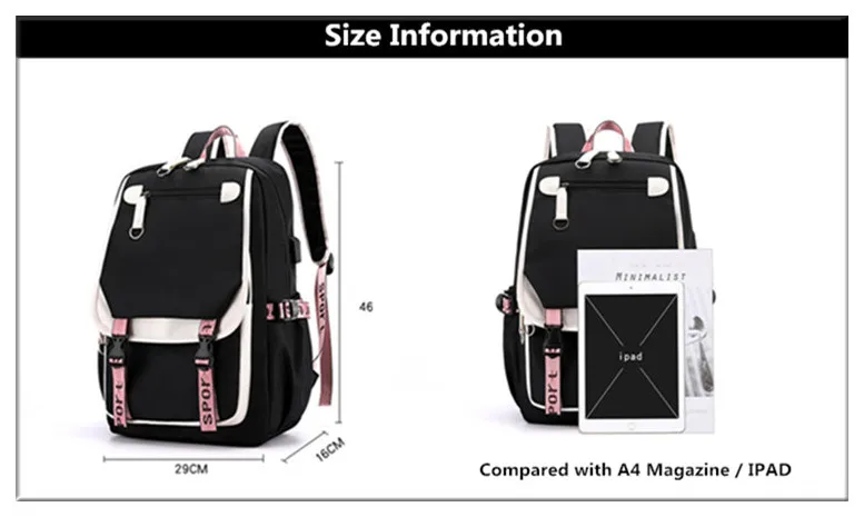 Waliicorners Kids School Backpack for Girls Style Black Pink Cute Backpack Schoolbag Kawaii Backpacks for Teenage Girls Gift 10 H7d23708d5d9c48b38a93232b08e13c8cW