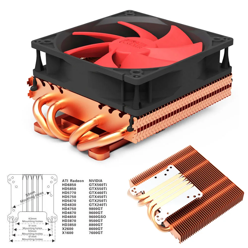 Overlock 100mm PC Computer Video Card GPU PCI Copper Cooling Cooler Heatsink Fan For NVIDIA ATI 55mm
Overlock 100mm PC Computer Video Card GPU PCI Copper Cooling Cooler Heatsink Fan For NVIDIA ATI 55mm