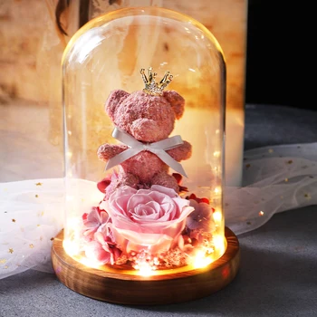 Hot Beauty And The Beast Red Rose Teddy bear in Glass Dome Led Light for Women Valentines Wedding Christmas Gift Box Home Decor
Hot Beauty And The Beast Red Rose Teddy bear in Glass Dome Led Light for Women Valentines Wedding Christmas Gift Box Home Decor