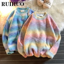 2021 New Rainbow Striped Sweater Men Clothing Harajuku Fashion Men Sweaters Pullovers Retro Clothes Autumn Winter Men Sweater
2021 New Rainbow Striped Sweater Men Clothing Harajuku Fashion Men Sweaters Pullovers Retro Clothes Autumn Winter Men Sweater