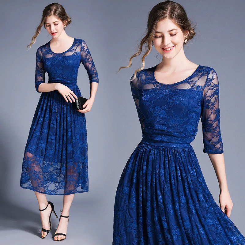 Photo Shoot 2019 New Style Autumn And Winter Ozhouzhan WOMEN'S Dress Fashion Slim Fit Slimming Mid-length Lace Big Hemline Dress 
Photo Shoot 2019 New Style Autumn And Winter Ozhouzhan WOMEN'S Dress Fashion Slim Fit Slimming Mid-length Lace Big Hemline Dress