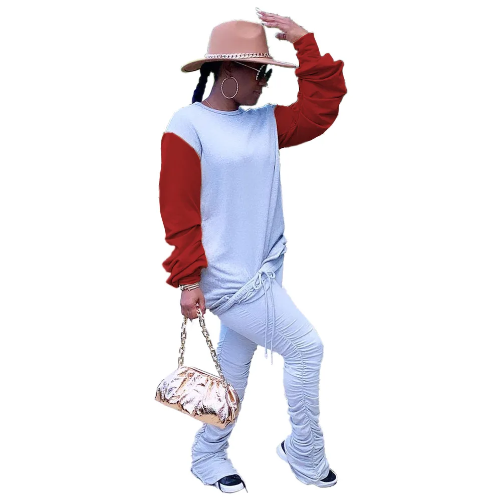Color Patchwork Sleeve Tee Top and Pleated Stacked Pants 2 piece sets womens outfit Autumn Tracksuit winter clothes women New
Color Patchwork Sleeve Tee Top and Pleated Stacked Pants 2 piece sets womens outfit Autumn Tracksuit winter clothes women New