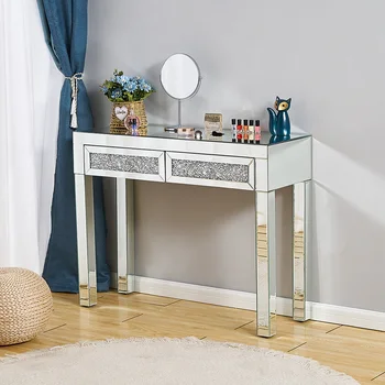 Dressing Makeup Table Stool Mirrored Entryway Console Glass Desk Dresser 2 Drawers Bedroom Display table toucadores
Dressing Makeup Table Stool Mirrored Entryway Console Glass Desk Dresser 2 Drawers Bedroom Display table toucadores