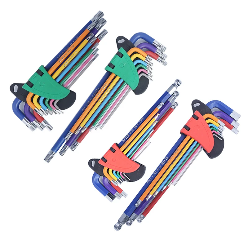 1 set Ball-head Screwdriver Hex Wrench Set Colour Coding Wear-resisting Anticorrosion Hexagon Torx Star Spanner
1 set Ball-head Screwdriver Hex Wrench Set Colour Coding Wear-resisting Anticorrosion Hexagon Torx Star Spanner