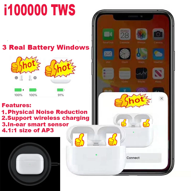 AP Pro 3nd Earphones Original i100000 TWS In-ear detection 1:1 Pop up Separate use Wireless Earphones PK H1chip i2000 i9000 tws
AP Pro 3nd Earphones Original i100000 TWS In-ear detection 1:1 Pop up Separate use Wireless Earphones PK H1chip i2000 i9000 tws