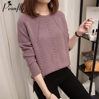 PEONFLY New 2019 Autumn Winter Pullovers Sweater Women O Neck Long Sleeve Knitted Sweater Female Army Green Purple Jumper
PEONFLY New 2019 Autumn Winter Pullovers Sweater Women O Neck Long Sleeve Knitted Sweater Female Army Green Purple Jumper