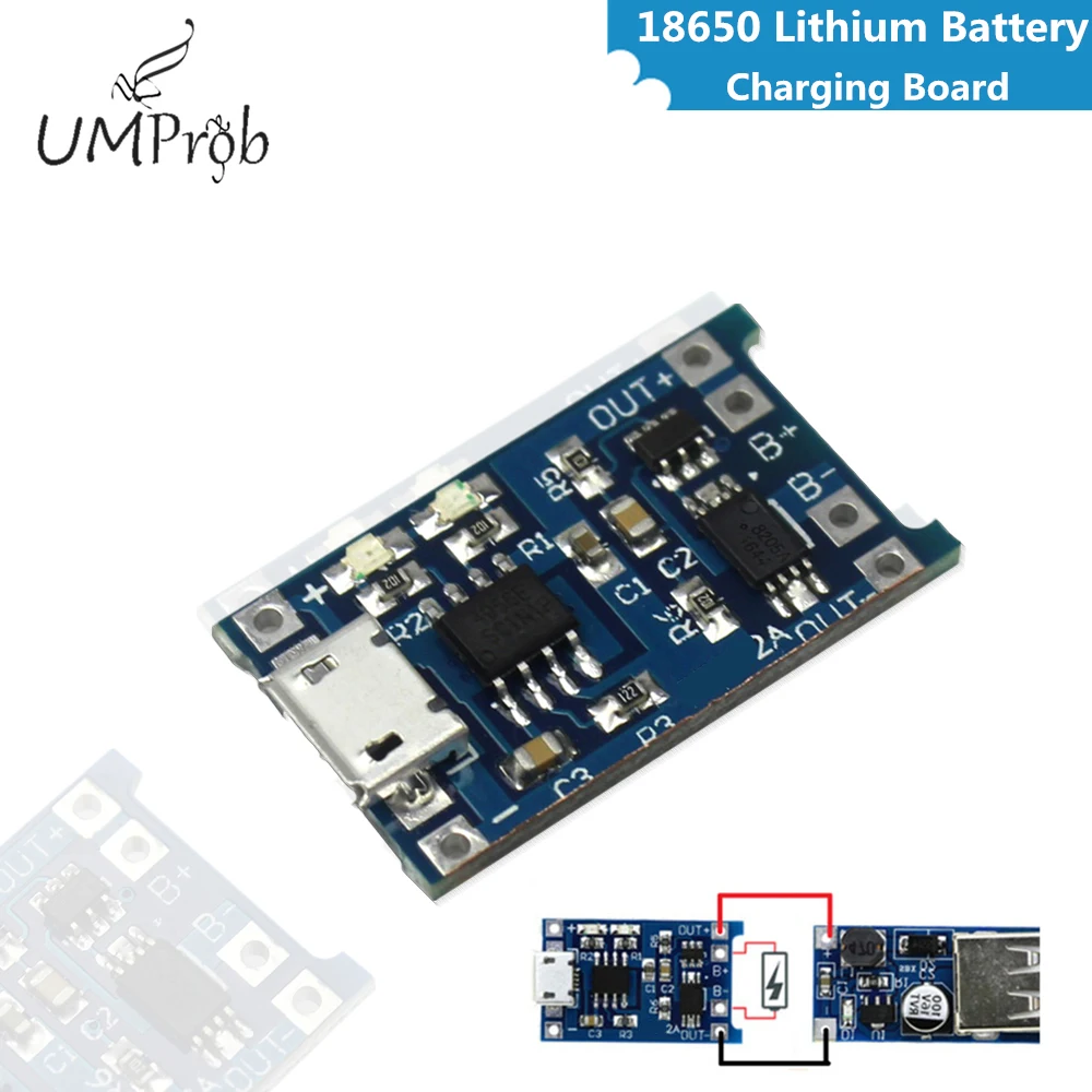 Модуль зарядного устройства для литиевых батарей 5V 1A Micro USB 18650 + защита двойных