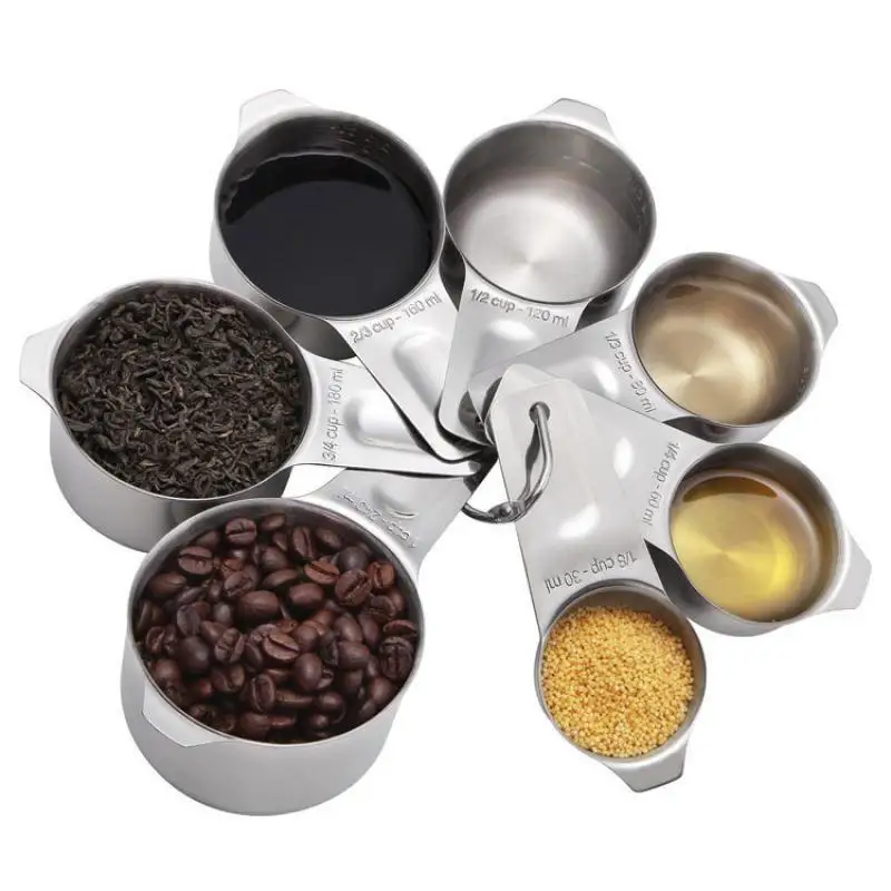 7-piece set of 304 stainless steel graduated measuring cup and measuring spoon baking tool
7-piece set of 304 stainless steel graduated measuring cup and measuring spoon baking tool