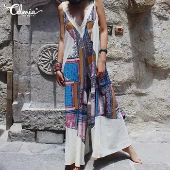 2020 Celmia Summer Rompers Long Jumpsuits Casual Loose Sexy Sleeveless Tank Playsuits Printed Backless Wide Leg Pants Plus Size
2020 Celmia Summer Rompers Long Jumpsuits Casual Loose Sexy Sleeveless Tank Playsuits Printed Backless Wide Leg Pants Plus Size