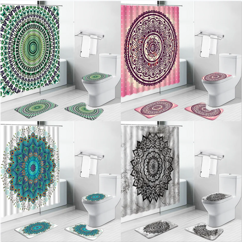 Indian Floral Mandala Flower Shower Curtains Bath Mat Bathroom Curtain Toilet Cover Mats Non-Slip Rug Set for Bathtub Home Decor
Indian Floral Mandala Flower Shower Curtains Bath Mat Bathroom Curtain Toilet Cover Mats Non-Slip Rug Set for Bathtub Home Decor