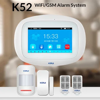 

KERUI K52 WIFI GSM Alarm Systems Panel 4.3 Inch TFT Color Display Security Home Smart Residential Wireless Burglar Alarm Kit