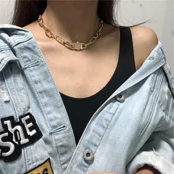 Hiphop Big Chains Chokers necklaces for Women Punk Jewelry Vintage Lock Pendant Necklace Statement Colliers Fashion Bijoux 2020
Hiphop Big Chains Chokers necklaces for Women Punk Jewelry Vintage Lock Pendant Necklace Statement Colliers Fashion Bijoux 2020