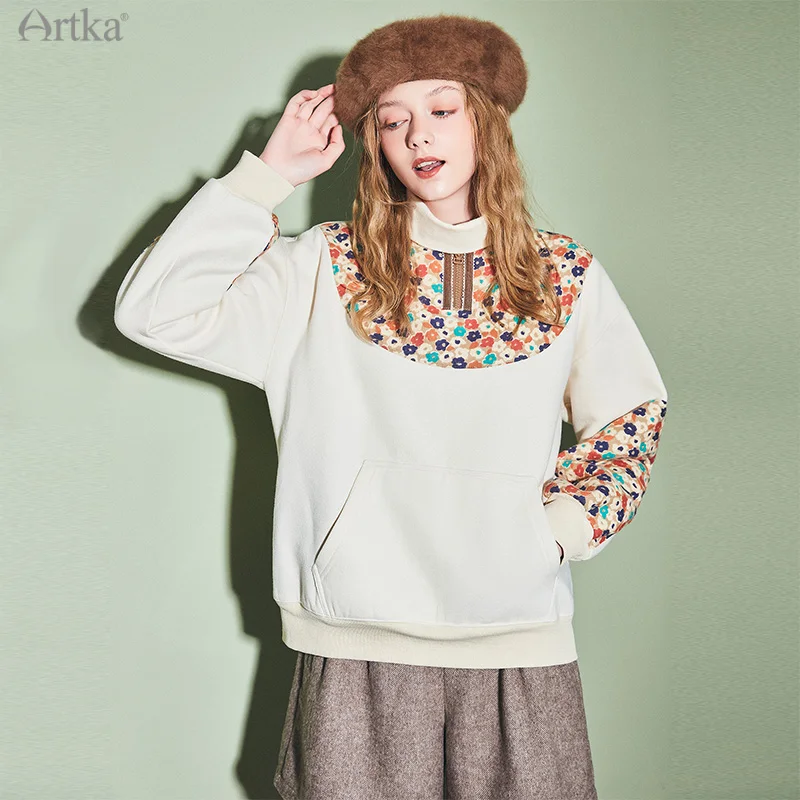 ARTKA 2020 Winter New Women Sweatshirts Fashion Floral Patchwork Thick Velvet Sweatshirts Turtleneck Loose Sweatshirts VA20009D
ARTKA 2020 Winter New Women Sweatshirts Fashion Floral Patchwork Thick Velvet Sweatshirts Turtleneck Loose Sweatshirts VA20009D