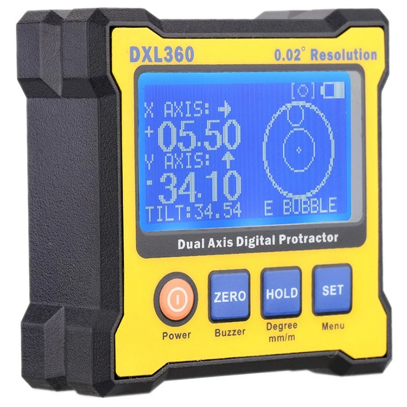 

Digital Angle Protractor, Dxl360 Dual Axis Digital Angle Finder With 5 Side Magnetic Base High-Precision Inclinometer 50-60Hz