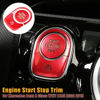 Car Start Stop Engine Push Switch Button Trim Cover for Mercedes BenzA Class W177 A180 A200 2019 + Start Button Sticker