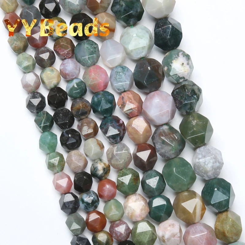 

Natural Stone Faceted Indian Agates Beads 6mm 8mm 10mm Smooth Loose Spacer Beads For Jewelry Making Charm Bracelets 15" Strand