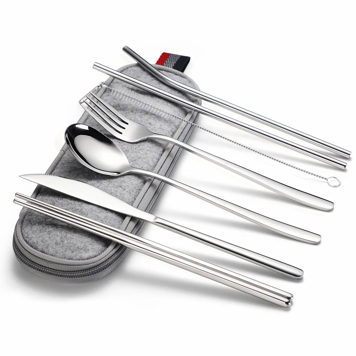Fork Knife Set Stainless Steel Camping Cutlery Set Storage Cutlery Travel Reusable Modern Rainbow Metal Flatware with Pocket
Fork Knife Set Stainless Steel Camping Cutlery Set Storage Cutlery Travel Reusable Modern Rainbow Metal Flatware with Pocket