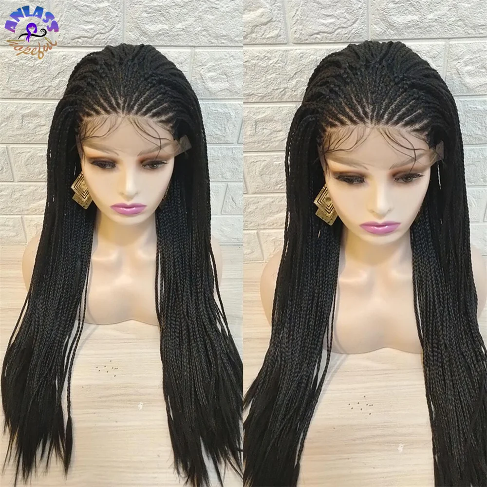 200Density Pelucas De Mujer Full Micro Box Braids Wig Black Color Synthetic Braiding Hair Wig Africa Women Style Lace Front Wig
200Density Pelucas De Mujer Full Micro Box Braids Wig Black Color Synthetic Braiding Hair Wig Africa Women Style Lace Front Wig