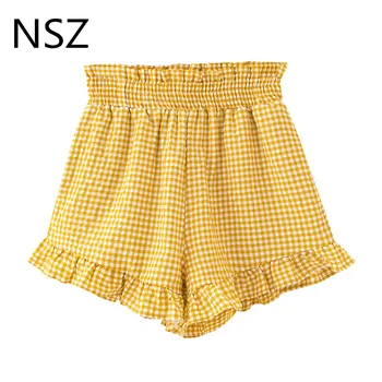 NSZ women plaid summer baggy shorts high waist ruffles checked shorts girls nightware short pants kawaii home clothes 
NSZ women plaid summer baggy shorts high waist ruffles checked shorts girls nightware short pants kawaii home clothes
