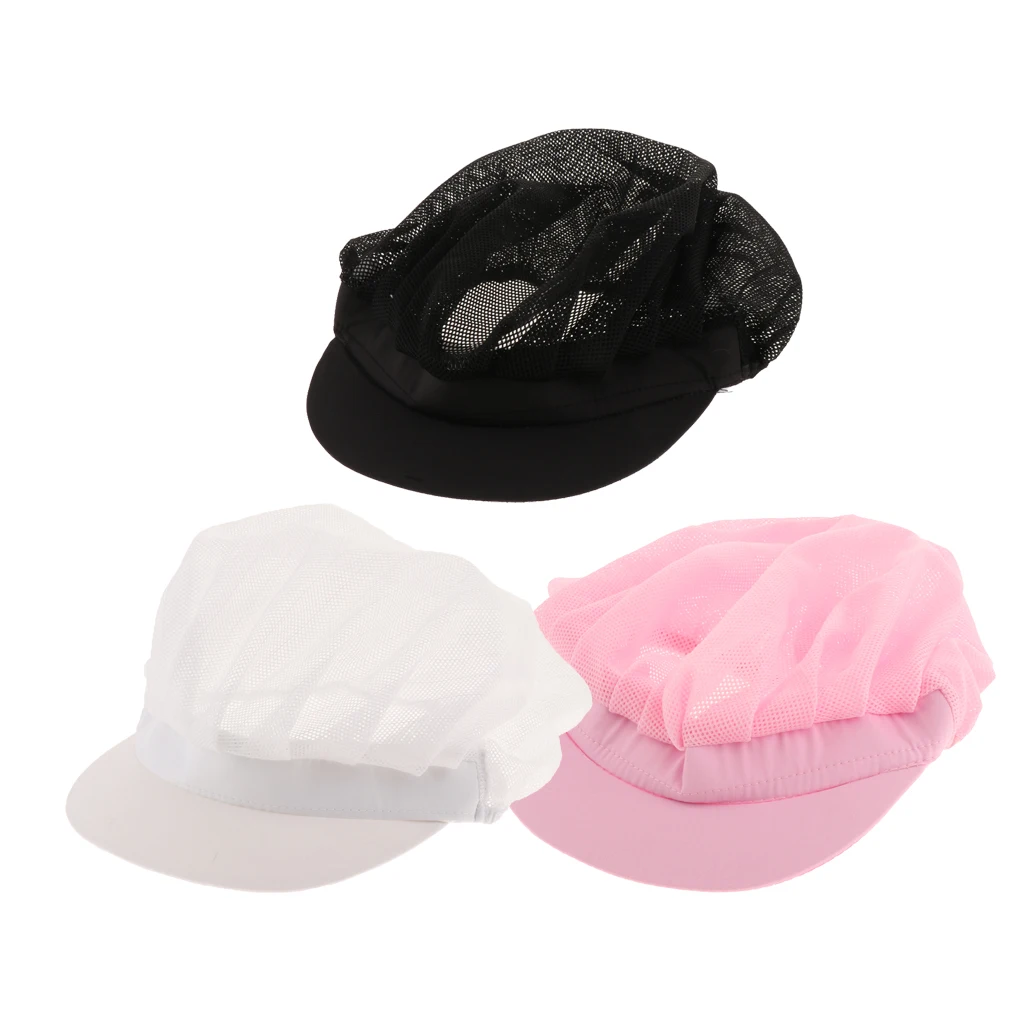 3Pcs Mesh Cook Adjustable Men Women Kitchen Baker Chef Elastic Cap Hat Catering 3Pcs Mesh Cook Adjustable Men Women Kitchen Baker Chef Elastic Cap Hat Catering
