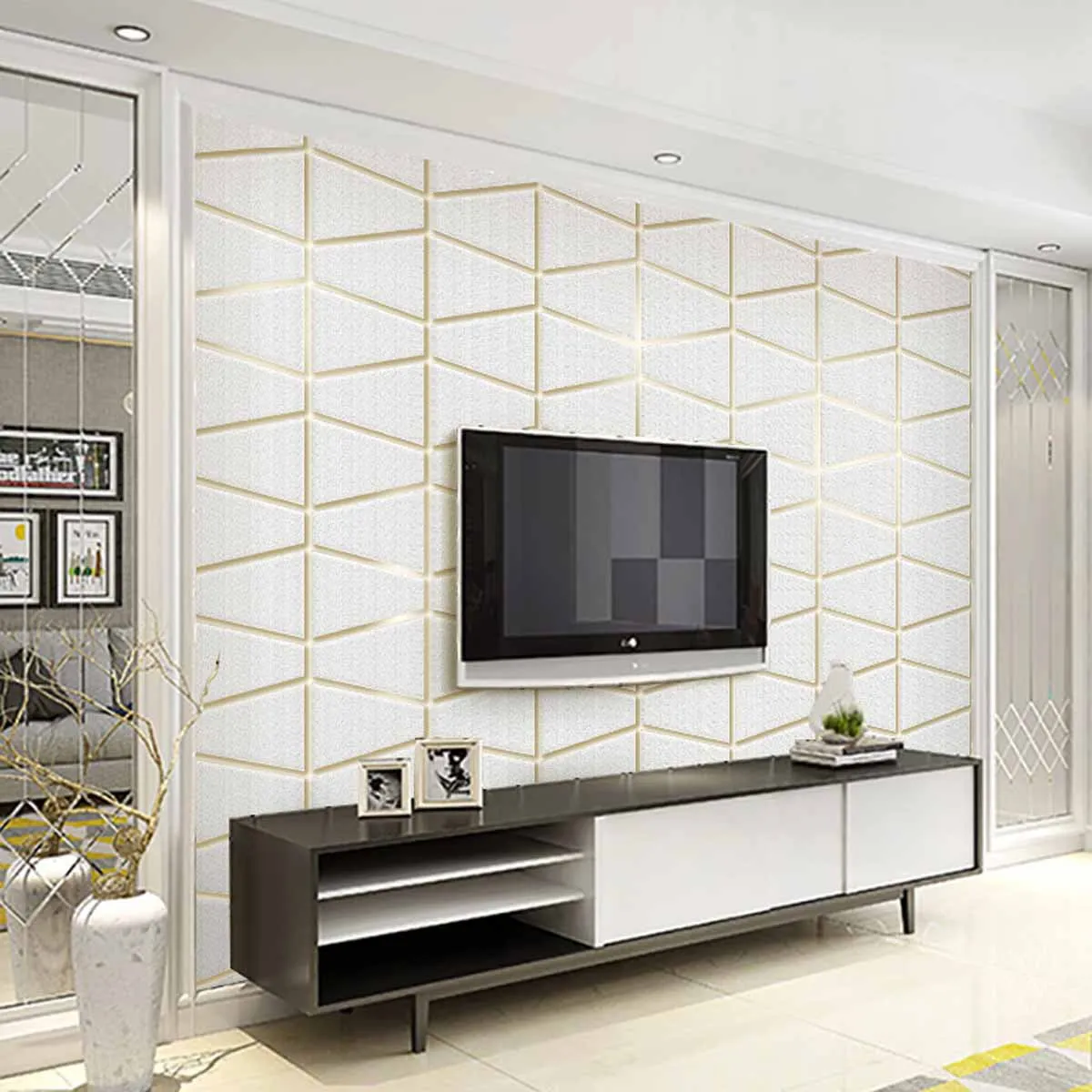 Modern Minimalist Geometry Graphics Suede Non-woven Wallpaper Bedroom Relief Bump Background of Television in the Drawing Room W
Modern Minimalist Geometry Graphics Suede Non-woven Wallpaper Bedroom Relief Bump Background of Television in the Drawing Room W
