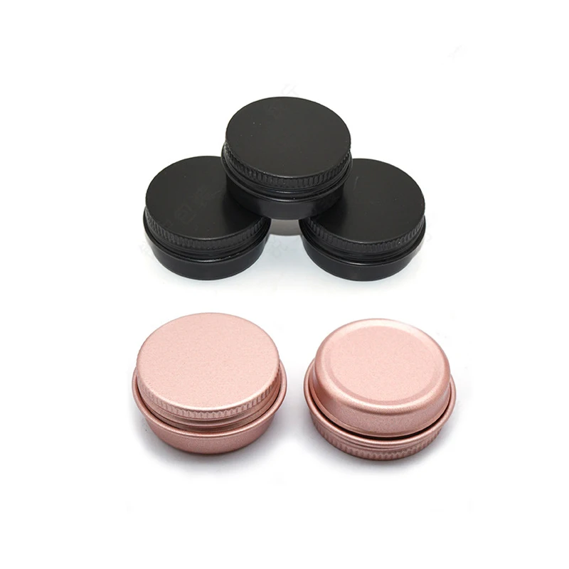 

100pcs 10g Rose Gold/Black Aluminum Tin Jar With Screw Lid Metal Steel Cans Cosmetic Sample Containers For Lip Balm DIY Salve