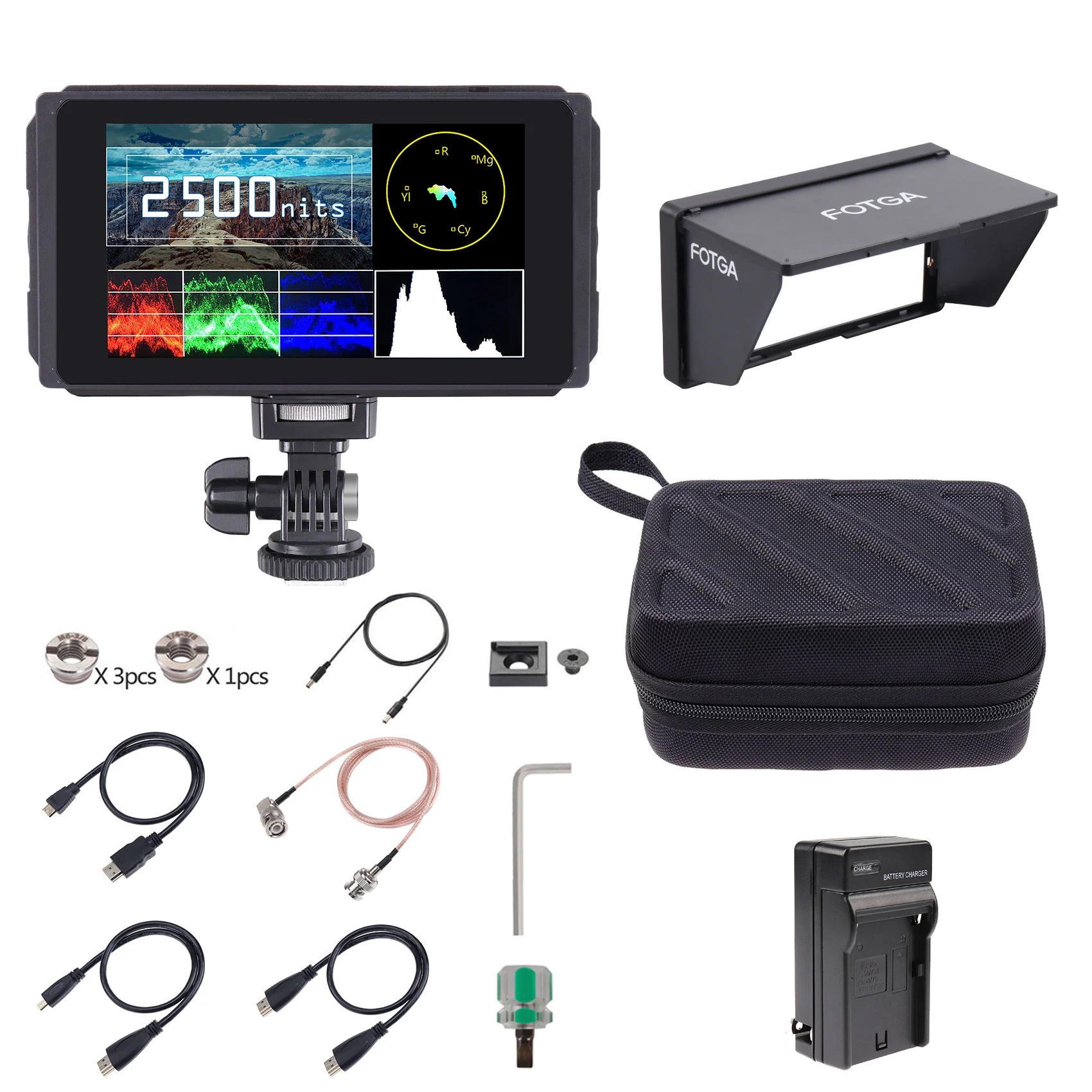 

Fotga E50 5 Inch Ultra Bright 2500nit DSLR Touch Screen Field Camera Monitor 3D LUT,3G SDI,Wavaform,Vector,4K HDMI-compatible