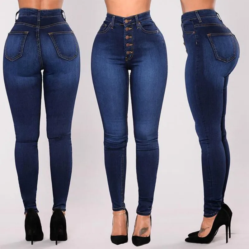 High Waisted Jeans Skinny Women Push Up Sexy Button Vintage Denim Pencil Pants Jean
High Waisted Jeans Skinny Women Push Up Sexy Button Vintage Denim Pencil Pants Jean
