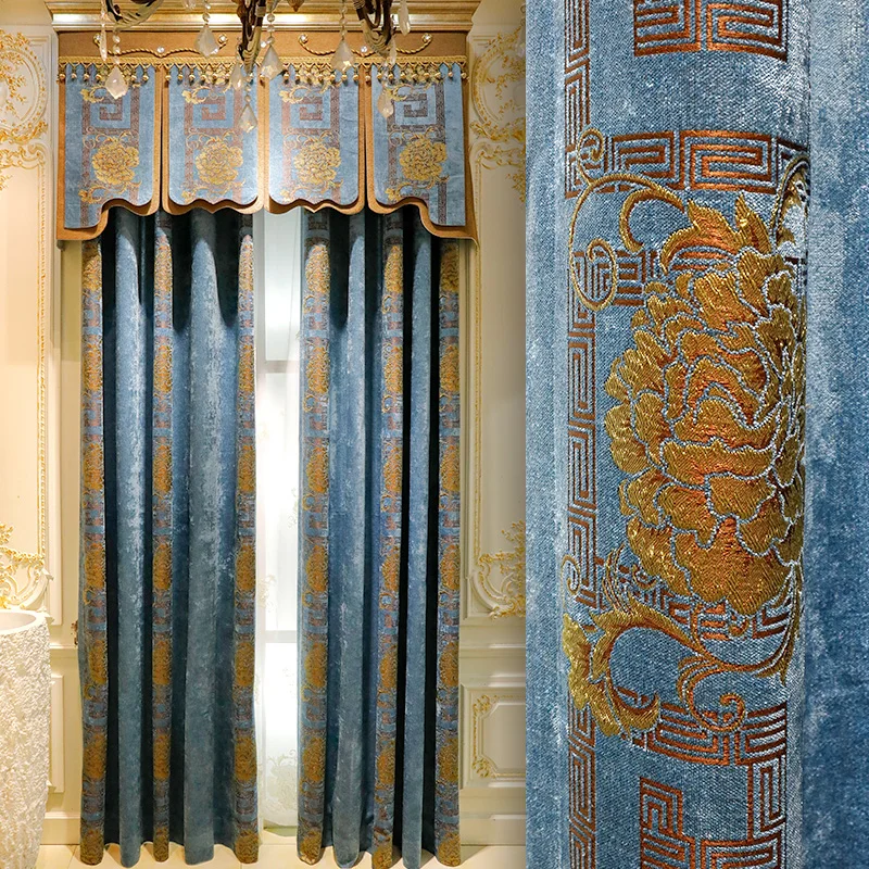 Blue simple European high shading curtain villa high window living room balcony study modern curtain bedroom floor curtain
Blue simple European high shading curtain villa high window living room balcony study modern curtain bedroom floor curtain