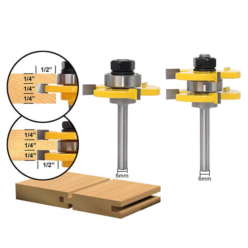 2 pcs 8mm Shank Tongue & Groove Joint Assemble Router Bits T-Slot Milling Cutter for Wood Woodwork Cutting Tools
2 pcs 8mm Shank Tongue & Groove Joint Assemble Router Bits T-Slot Milling Cutter for Wood Woodwork Cutting Tools