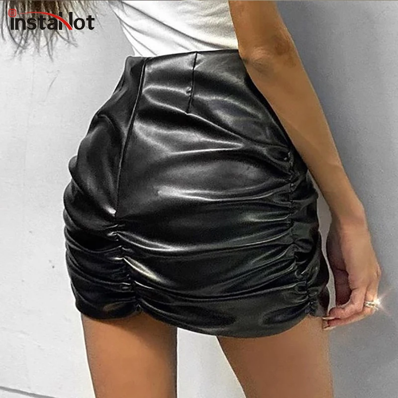 InstaHot Black Ruched Pencil Skirts Ladies High Waist Mini Skirt Summer Faux Leather 2020 Streetwear Casual Women Sexy Skirts
InstaHot Black Ruched Pencil Skirts Ladies High Waist Mini Skirt Summer Faux Leather 2020 Streetwear Casual Women Sexy Skirts