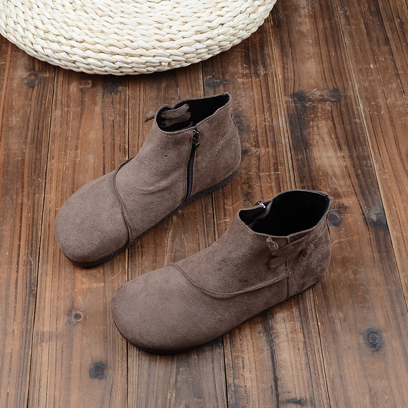 Literary Womens Boots Retro Mori Girl Plus Velvet Warm Short Boots Handmade Flock Flat Ankle Boots Soft-Sole Casual Womens Shoes
Literary Womens Boots Retro Mori Girl Plus Velvet Warm Short Boots Handmade Flock Flat Ankle Boots Soft-Sole Casual Womens Shoes