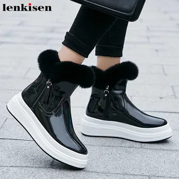Lenkisen new keep warm fashion rabbit fur snow boots round toe high heels thick bottom side Zipper winter women ankle boots L16 
Lenkisen new keep warm fashion rabbit fur snow boots round toe high heels thick bottom side Zipper winter women ankle boots L16