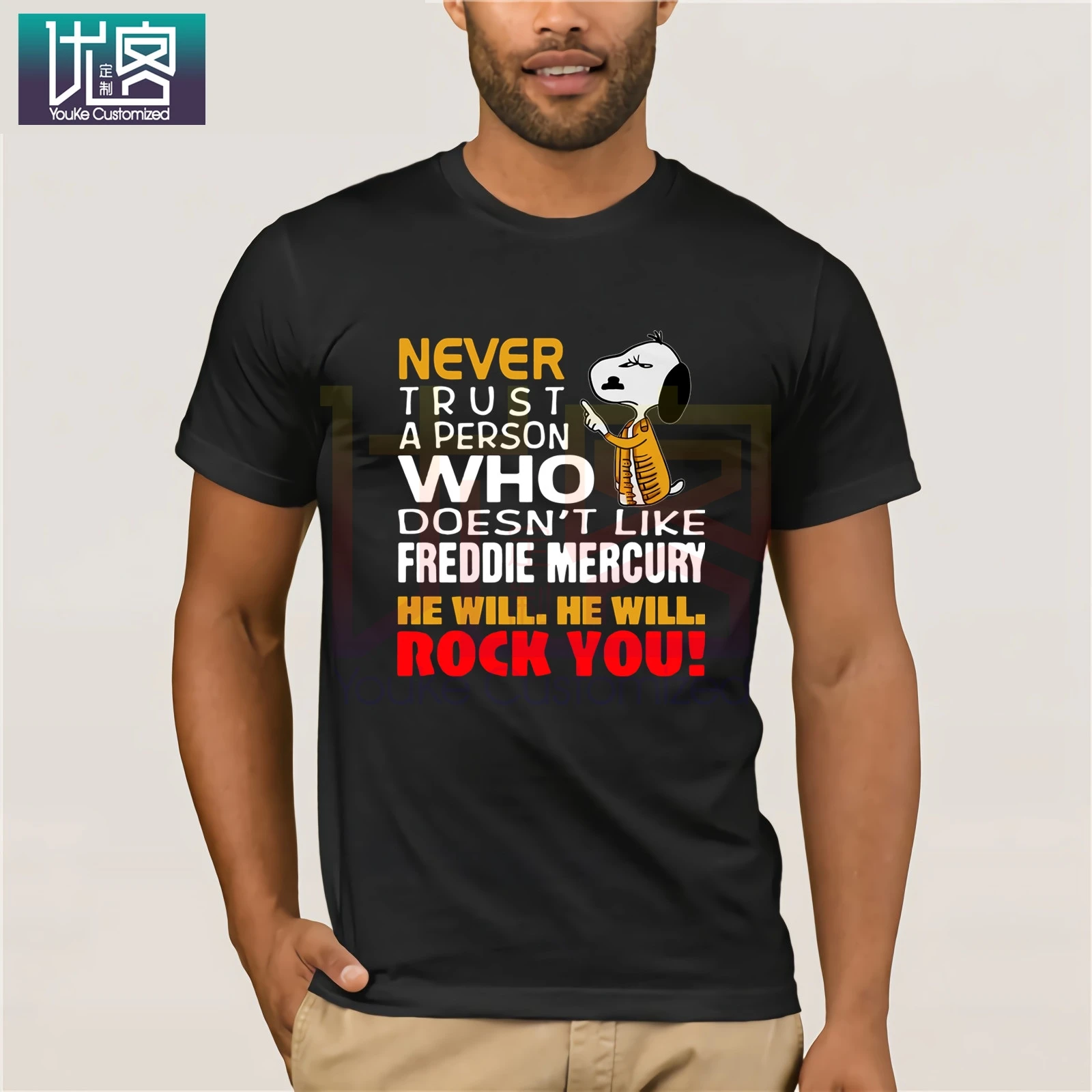 PEANUTS Never Trust A Person Who Doesn't Like Freddie Mercury He Will He Will Rock You T-Shirt Men's Short Sleeve
PEANUTS Never Trust A Person Who Doesn't Like Freddie Mercury He Will He Will Rock You T-Shirt Men's Short Sleeve