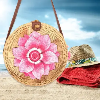Rattan Messenger Handbags Summer Beach Women Vintage Small Leather Buckle Flower Print Splicing Shoulder Crossbody Bags
Rattan Messenger Handbags Summer Beach Women Vintage Small Leather Buckle Flower Print Splicing Shoulder Crossbody Bags
