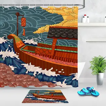 Chinese Style Decorations Watercolor Retro Boat Sea Shower Curtain with 12 Hooks Waterproof Fabric Funny Bathroom Curtain Decor
Chinese Style Decorations Watercolor Retro Boat Sea Shower Curtain with 12 Hooks Waterproof Fabric Funny Bathroom Curtain Decor