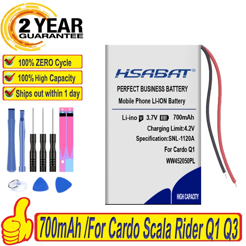 Топ-бренд 100% Новинка 700 мАч WW452050PL _ C Аккумулятор для Cardo Scala Rider Q1 Q3 FM аккумуляторы