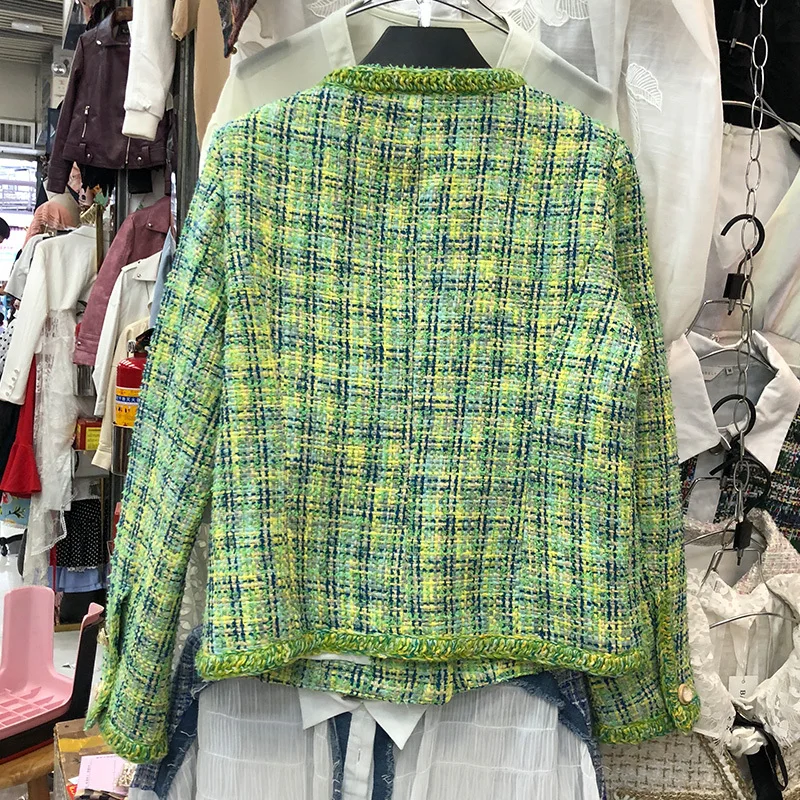 2020 Autumn Korea Style Lady's Retro Green Tweed Jacket New Classic Single-row Button Small Small Fragrance Jacket Women's Coat
2020 Autumn Korea Style Lady's Retro Green Tweed Jacket New Classic Single-row Button Small Small Fragrance Jacket Women's Coat