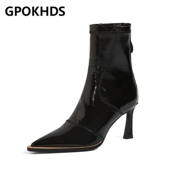 GPOKHDS 2021 women ankle boots Patent leather winter short plush zippers pointed toe high heels female boots size 40
GPOKHDS 2021 women ankle boots Patent leather winter short plush zippers pointed toe high heels female boots size 40
