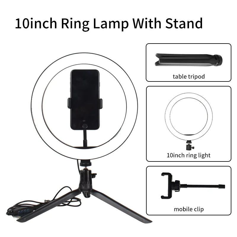 16/20/26cm LED Selfie Ring Light With Stand Cell Phone Holder Photographic Lighting Video Photography Ring Lamp Stand Tripod
16/20/26cm LED Selfie Ring Light With Stand Cell Phone Holder Photographic Lighting Video Photography Ring Lamp Stand Tripod