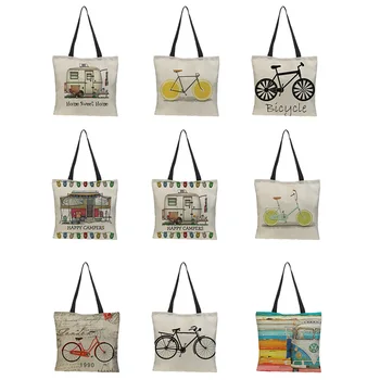 Customized ladies shopping bag reusable folding shoulder bag double-sided printing bicycle retro pattern casual linen bag 43*43
Customized ladies shopping bag reusable folding shoulder bag double-sided printing bicycle retro pattern casual linen bag 43*43