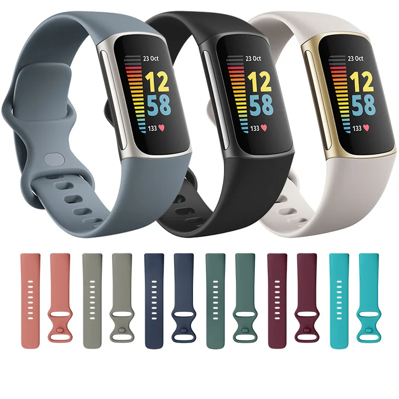 

Silicone Soft Smartband Wrist Watchband For Fitbit Charge 6/5 Smart Band Strap Watch Wristband Bracelet Sport Belt Accessories