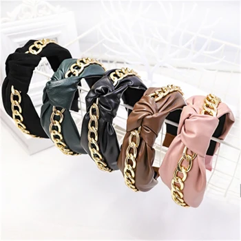 Fashion Women Girls Wide-brimmed Hair Hoop Phnom Penh Chain Knotted Leather Headband Hit Color Hair Bands Headwear
Fashion Women Girls Wide-brimmed Hair Hoop Phnom Penh Chain Knotted Leather Headband Hit Color Hair Bands Headwear