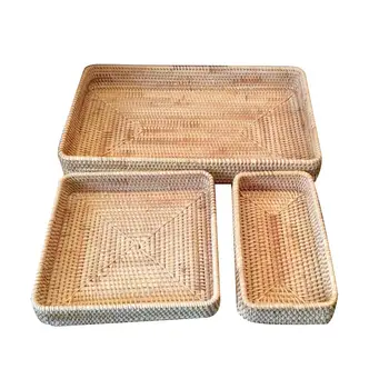 3PCSSet Rattan Woven Storage Tray Rectangle Serving Tray Serving Organizer For Desktop Candy Vegetable Fruit Snack Dried Storage
3PCSSet Rattan Woven Storage Tray Rectangle Serving Tray Serving Organizer For Desktop Candy Vegetable Fruit Snack Dried Storage