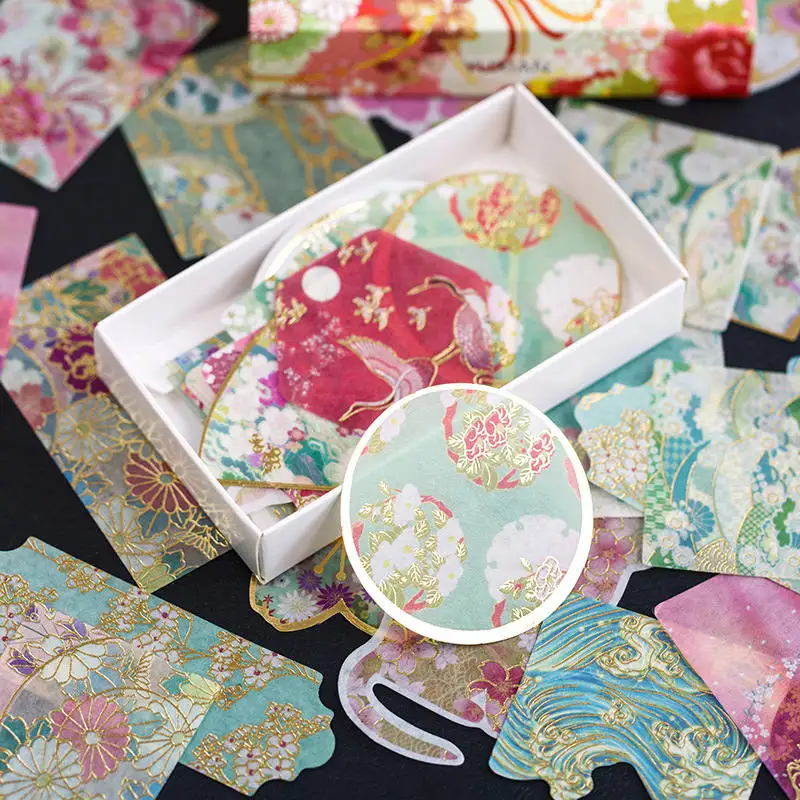 60PCs/box Vintage Washi Paper Sticker Japanese Style Romantic Bronzing Journal Decorative Sticker Scrapbooking Diary Album Decor
60PCs/box Vintage Washi Paper Sticker Japanese Style Romantic Bronzing Journal Decorative Sticker Scrapbooking Diary Album Decor