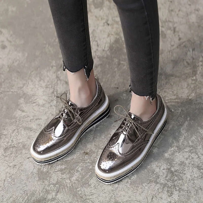 silver oxford platform shoes
