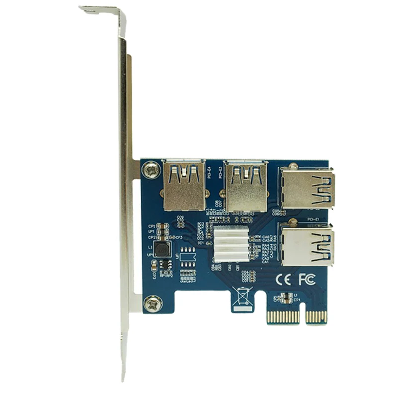 Pci-E 1X до 4 16X Слоты Riser Card Внешний адаптер 1 порт карта мультипликатор для Bitcoin Miner