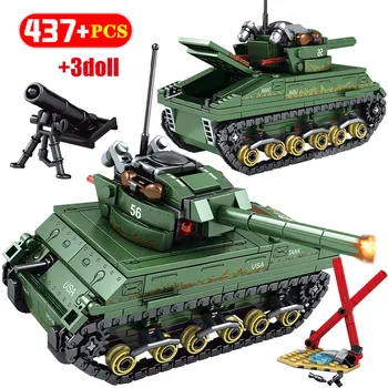 437PCS USA Sherman M4 Tank Building Blocks WW2 Tank Military Technic City Police Soldier Weapon Bricks Toys For Child
437PCS USA Sherman M4 Tank Building Blocks WW2 Tank Military Technic City Police Soldier Weapon Bricks Toys For Child