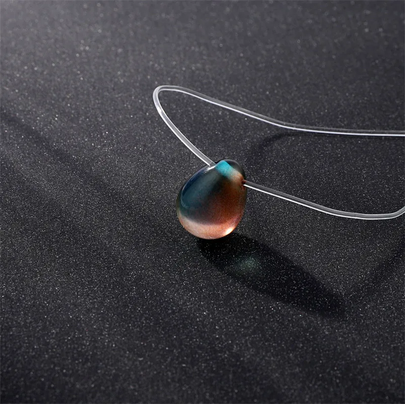 Mermaid Tear Necklaces Water Drop Crystal Choker Necklaces Transparent Fishing Line Invisible Chain Necklaces Collier Wholesale (3)